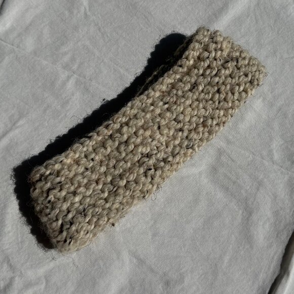 Hand Knit Wool Headband Earwarmer Oatmeal - Picture 3 of 7